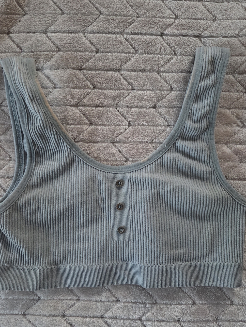 Ribbed Scoop Neck Bralette - Slate Blue